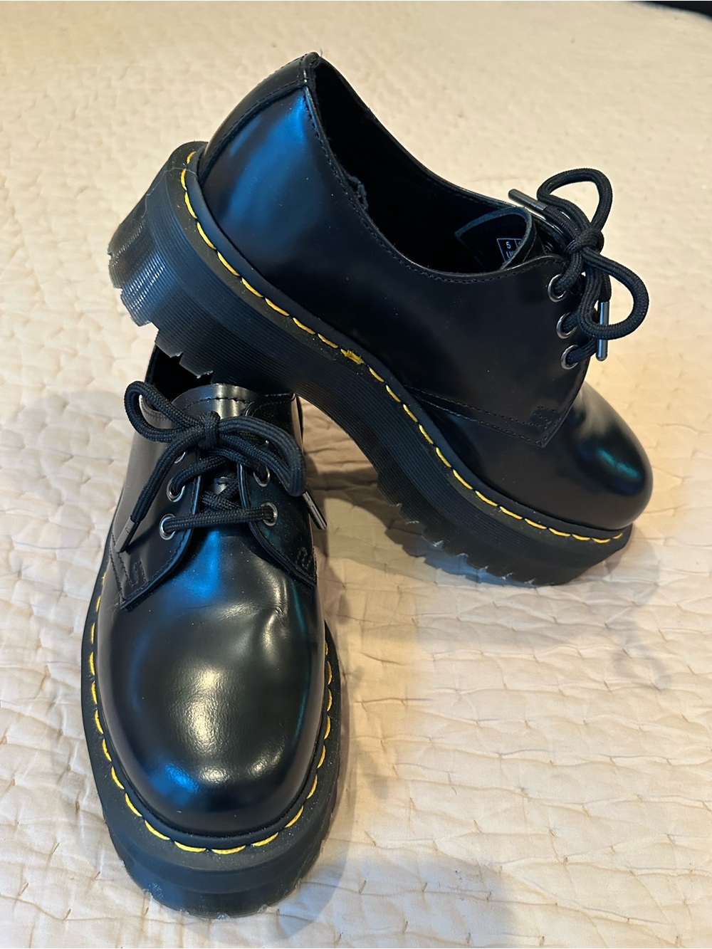Like new black Dr. Martens 1461 Quad platform shoes, women’s size 7